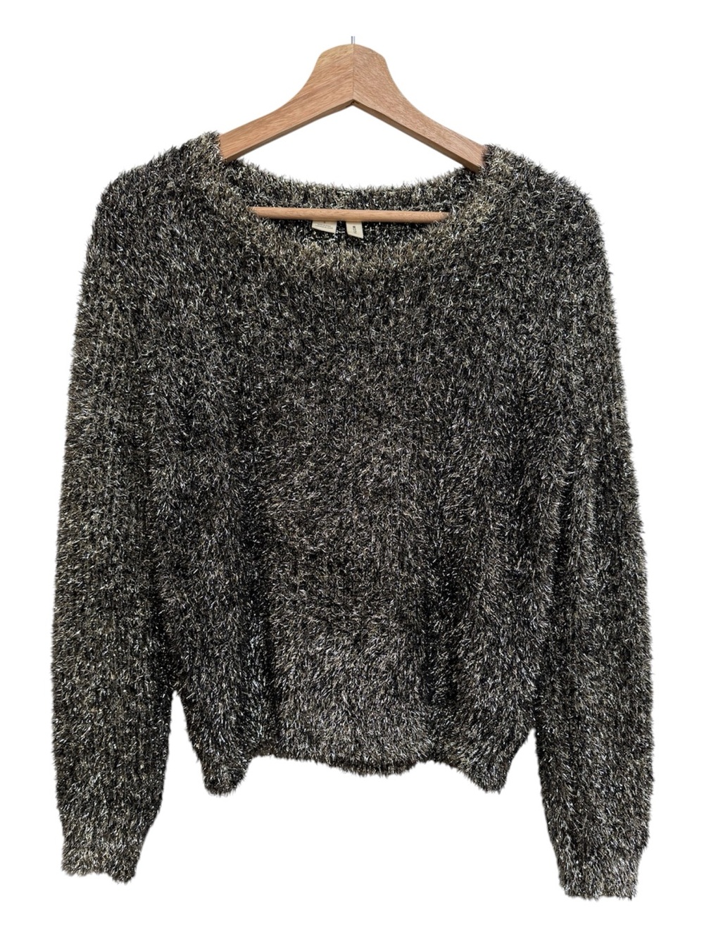 Moth Anthropologie Metallic Tinsel Eyelash Sweater Women Small Holiday Party
